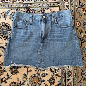 Madewell Light Blue Distressed Denim Mini Skirt -Rigid A-Line